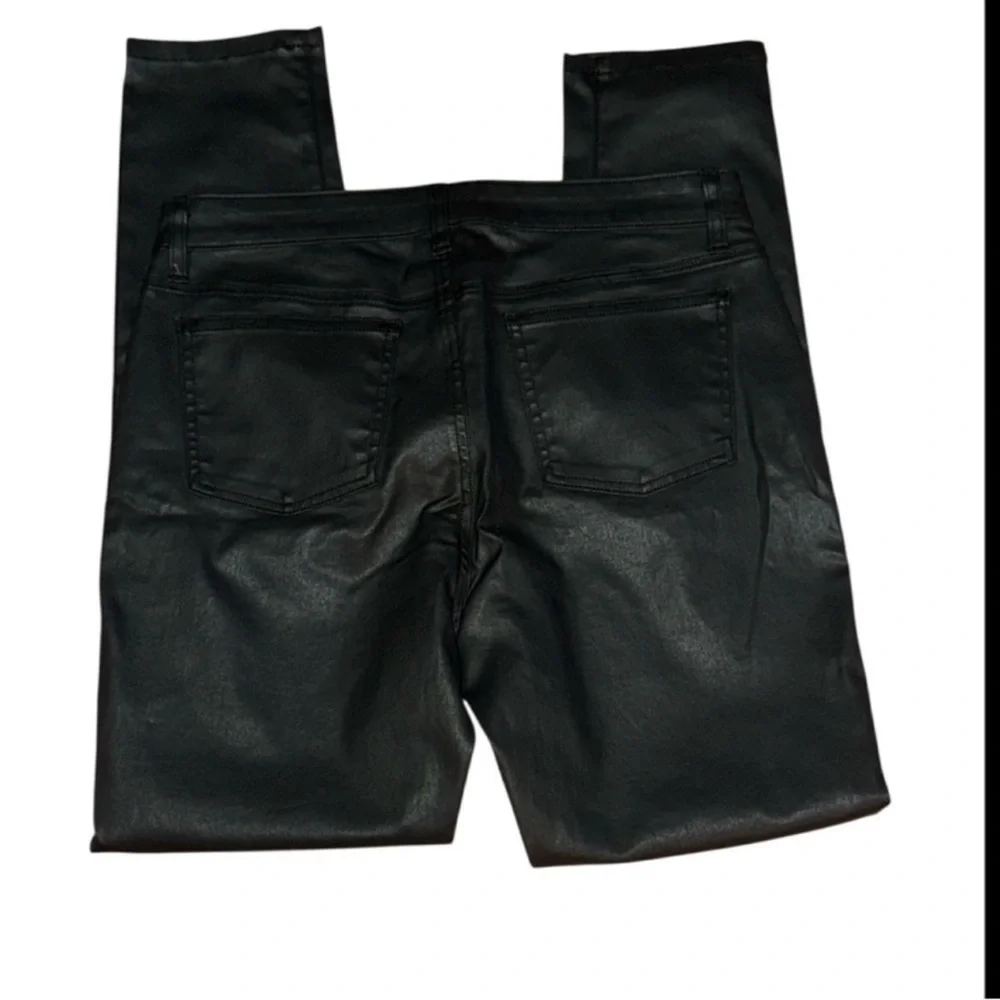 Eileen Fisher Black Organic Cotton Waxed Jeans straight Pants Size 10